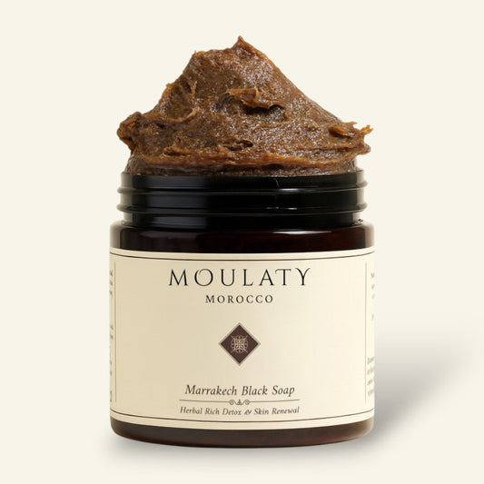 Moroccan Black Soap Savon Noir for traditional Hammam skincare ritual