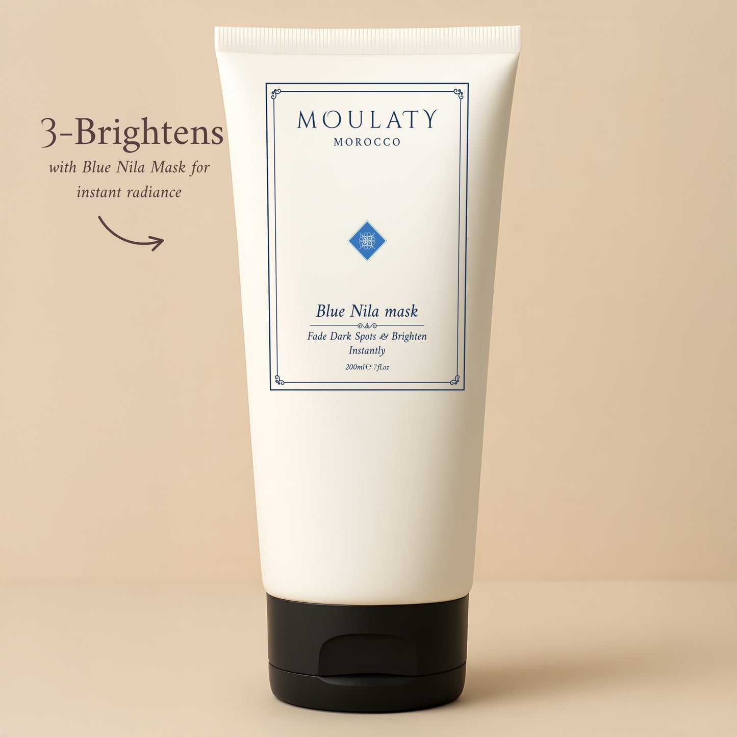 Blue Nila Mask tube for brightening skin, helps fade dark spots, Moroccan skincare step 3